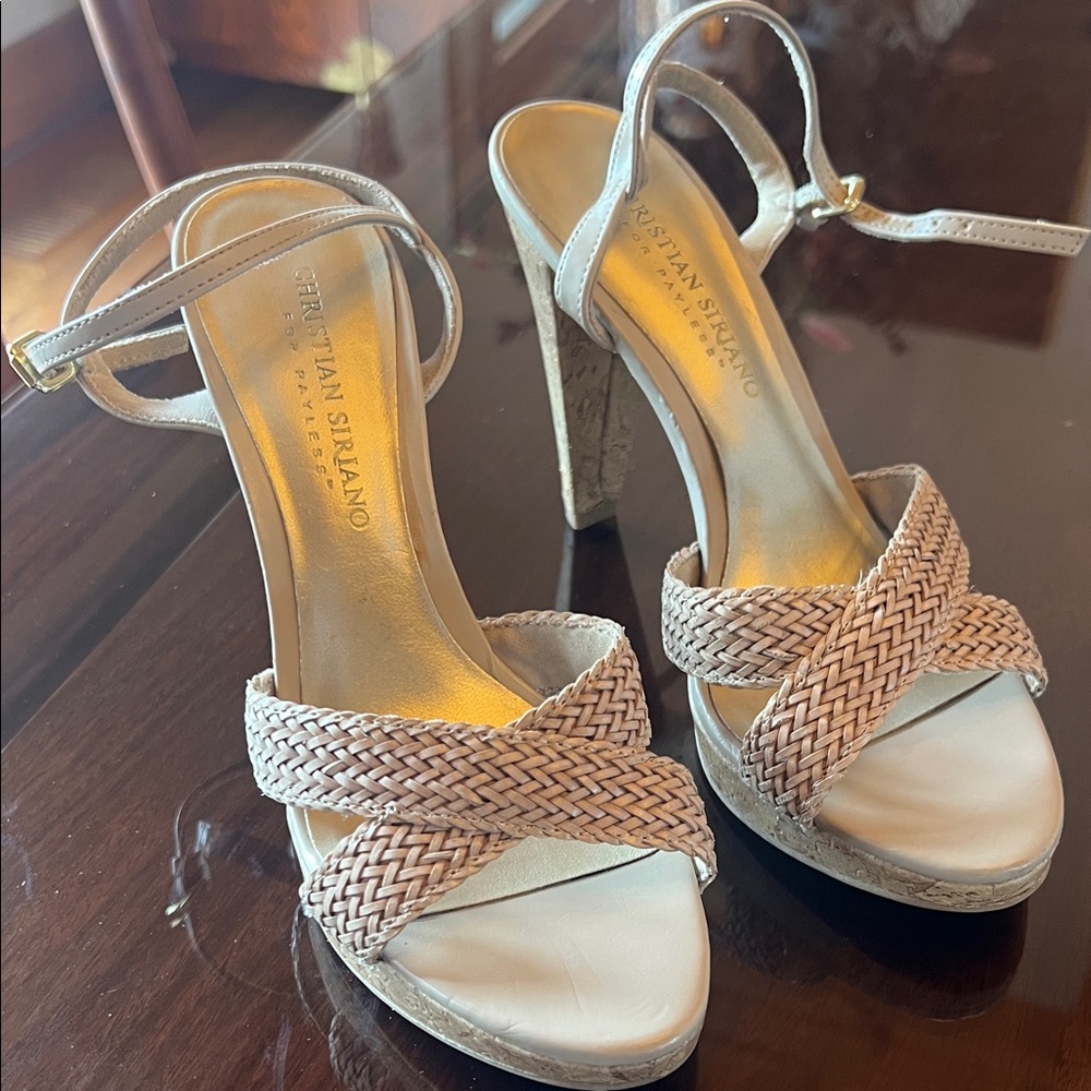 Christian Siriano Braided Nude Platform Heels
